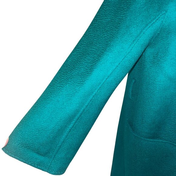 Womens Coat Size Small Green Wrap Robe Pockets Casual Belted Pure Wool - Picture 8 of 12